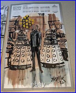 Kickliy Original Art Dalek Doctor Who Sketch Covers! 2 issues! IDW SIGNED! #1 15