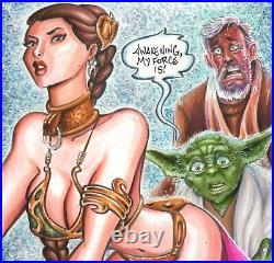 Leia Yoda Obi-wan Sketch Cover Chris Mcjunkin Original Art Star Wars Cgc New Hot