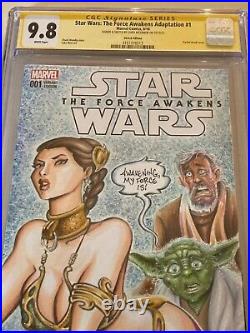 Leia Yoda Obi-wan Sketch Cover Mcjunkin Original Art Star Wars Cgc October Sale
