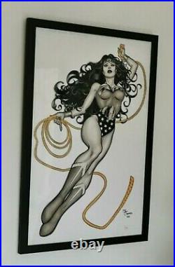 MARIE SANAPO ORIGINAL ART WONDER WOMAN SIGNED + FRAMED Commission DC Comic ML
