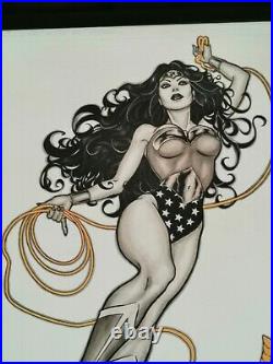 MARIE SANAPO ORIGINAL ART WONDER WOMAN SIGNED + FRAMED Commission DC Comic ML