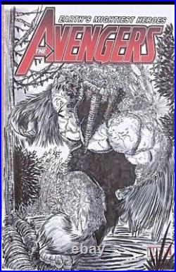 Marvel Comics Man-Thing ORIGINAL ART SKETCH On Avengers Sketch Cover