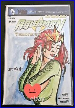 Mera Sexy Original Sketch Cover by Wayne Bertsch Rare Artwork Aquaman DC Comic