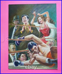 Mexican original comic cover art PEDRO INFANTE #225 Box Fight 1980s