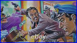 Mexican original comic cover art SENSACIONAL DE VACACIONES #55 BANK ROBBERY 1991