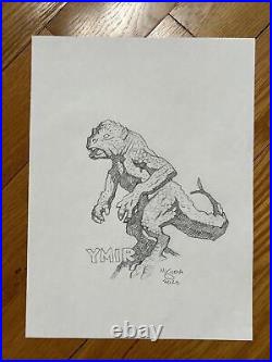 Mike Mignola Original Art Ymir Ray Harryhausen 2020 Signed Authentic Hellboy