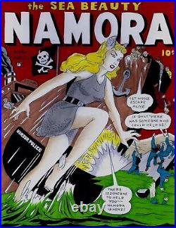 Namora # 1 Cover Recreation 1948 Original Comic Color Art On Card Stock