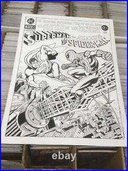 OA Original art John Sewell Superman vs Spider-Man Cover Recreation 22 x 29