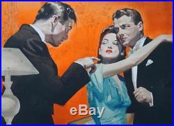 ORIGINAL 1940's ILLUSTRATION ART PULP PAINTING ELEGANT COUPLE POSSIBLE COVER