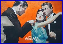ORIGINAL 1940's ILLUSTRATION ART PULP PAINTING ELEGANT COUPLE POSSIBLE COVER