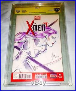 ORIGINAL ART OF Psylocke CBCSSS HAND SKETCH Xmen #1 Blank Cover BY BILLY TUCCI
