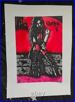 ORIGINAL COMIC ART, a4, INCH INK PENS ON ART PAPER, goth comic art cover