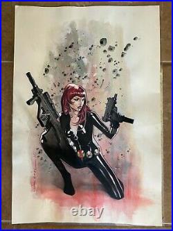 Olivier Coipel Black Widow #5 Original Art Watercolor/Acrylic 12x18