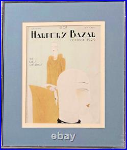 Original 1929 Harper's Bazar Magazine Cover Art Deco Leon Benigni Paris Opening