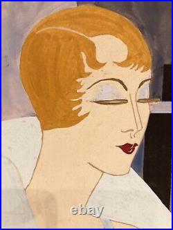 Original Art Deco Gouache Painting December 1928 Cover Of Vogue Edwardo Benito