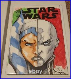 Original Art Sketch By Eddie Nunez On Star Wars #1 Blank Cover Signed WithCOA