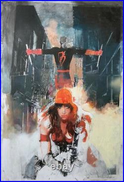 Original Bill Sienkiewicz Painting Daredevil Elektra Framed Daredevil #6 Cover
