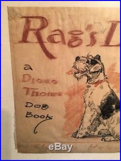 Original Diana Thorne Unused Book Cover Dog Drawing Pastel Painting Illustration