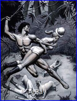 Original Fastner & Larson Tarzan Erb Pulp Illustration Pinup Cover Art Painting