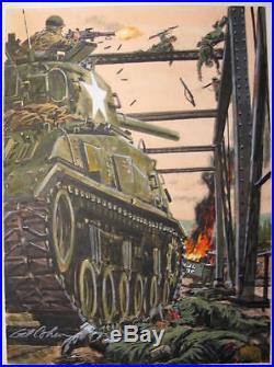 Original Gil Cohen Pulp Illustration Cover Art Painting Ww2 Military Panzer