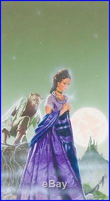 Original Gothic Werewolf & Damsel Illustration Horror Cover Style Art Painting