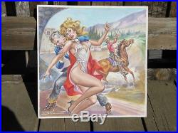 Original Mexican Pulp Illustration Cover Art Painting Pinup Damsel In Peril