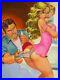 Original-Mexican-comic-pulp-cover-art-painting-Sexy-Blonde-Babe-Breasts-Pinup-01-taw