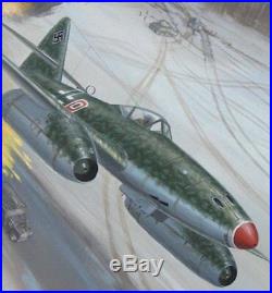 Original Postlethwaite Ww2 Aviation Illustration Cover Art Painting Me-262 Wwii