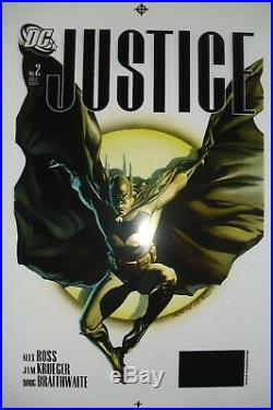 Original Production Art JUSTICE #2 cover, ALEX ROSS art, 2nd printing, Batman
