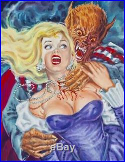 Original Pulp Horror Illustration Mexican Cover Art Girl Woman Pinup Painting