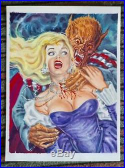 Original Pulp Horror Illustration Mexican Cover Art Girl Woman Pinup Painting