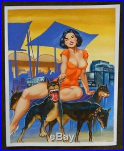 Original Pulp Mexican Cover Art Hot Latina Girl Female Woman Pinup Painting