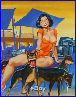 Original Pulp Mexican Cover Art Hot Latina Girl Female Woman Pinup Painting