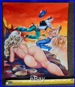 Original Pulp Mexican Cover Art Nude Blonde Girl Female Woman Pinup Painting