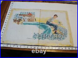 Original ROBERT CHILDRESS Art dick & jane illus2 page BOY & FISH JARS baseball