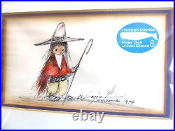 Original Ted DeGrazia Art Sketch Herman Melville Stamp Cover One of a Kind