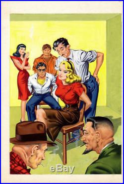 Original Vintage Gangster Comic Pin Up Pulp Illustration Cover Art Painting