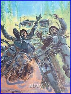 Original Vintage Painting Art Work For War Battle Picture Library Comics