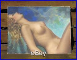 Original Vintage Pin Up Illustration Art Painting Cover Nude Woman Like Moran