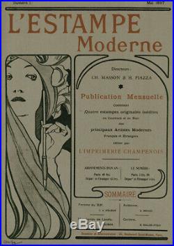 Original Woodcut Alfons Mucha L'Estampe Moderne 1897 Issue 1 Portfolio Cover