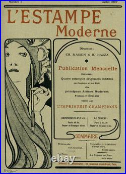 Original Woodcut Alfons Mucha L'Estampe Moderne 1897 Issue 3 Portfolio Cover