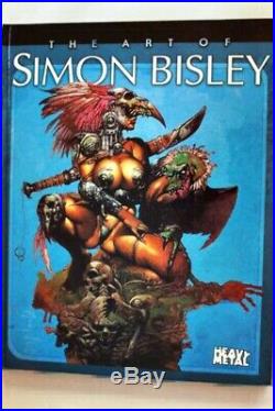 Original art and Signed hard cover book the Art of Simon Bisley