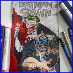 Original art on blank cover batman/spawn (joker and clown)