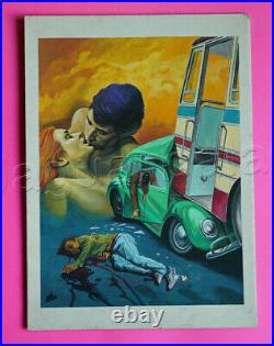 Original comic cover art Mexico City Car Accident Love Story Red Note 1980s