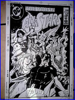 Original cover art, Young All stars by former DC artist Lou Manna 11x17 signed