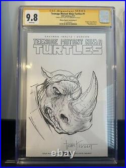 Original sketch cover Tyler Kirkham Teenage Mutant Ninja Turtles rock steady CGC