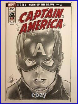 Original sketch cover variant art, Chris Evans Captain America by Dan Neidlinger