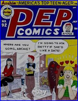 Pep Comics # 92 Cover Recreation Archie Original Comic Color Art On Card Stock