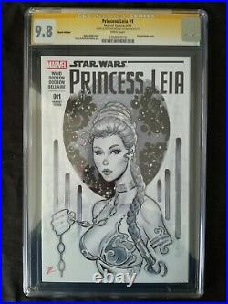 Princess Leia #1 Blanck Cover Cgc 9.8 Original Art Slave Leia Sketch By M Dooney