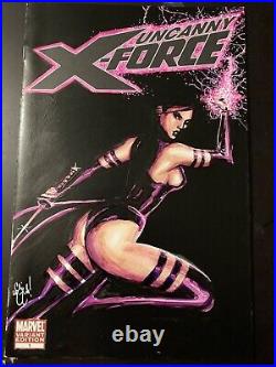 Psylocke X-force 1 Sketch Cover By Chris Mcjunkin Original Art X-men Cgc New